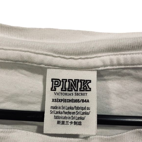 Victoria’s Secret Pink Long Sleeve Graphic Cotton Cropped Relaxed Fit Tee Shirt - Picture 4 of 5
